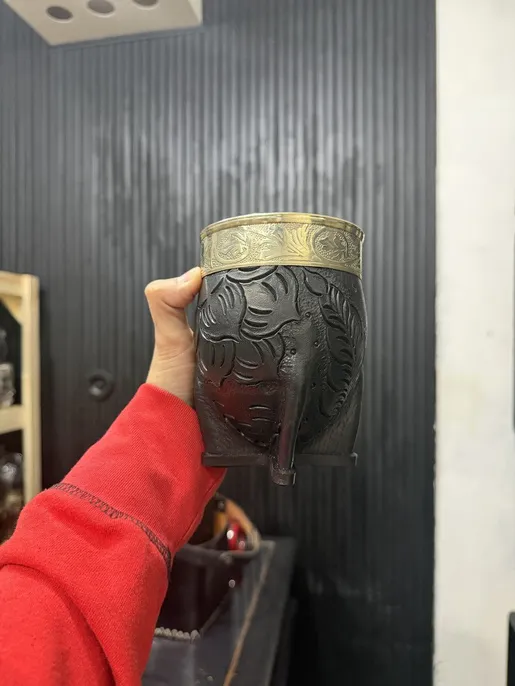 Mate Imperial Alpaca Cuero Repujado