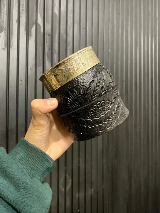 Mate Imperial Alpaca Cincelado Criollo Cuero Repujado