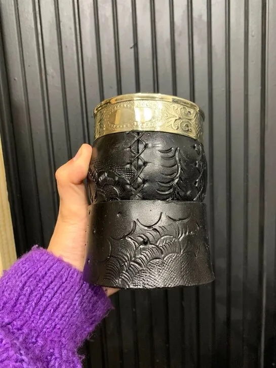 Mate Imperial Alpaca Liso Criollo Cuero Repujado