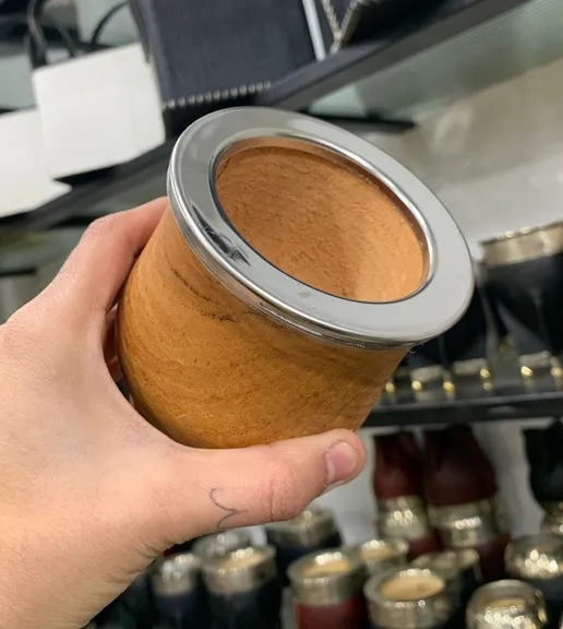 Mate Algarrobo Camionero Acero con Base